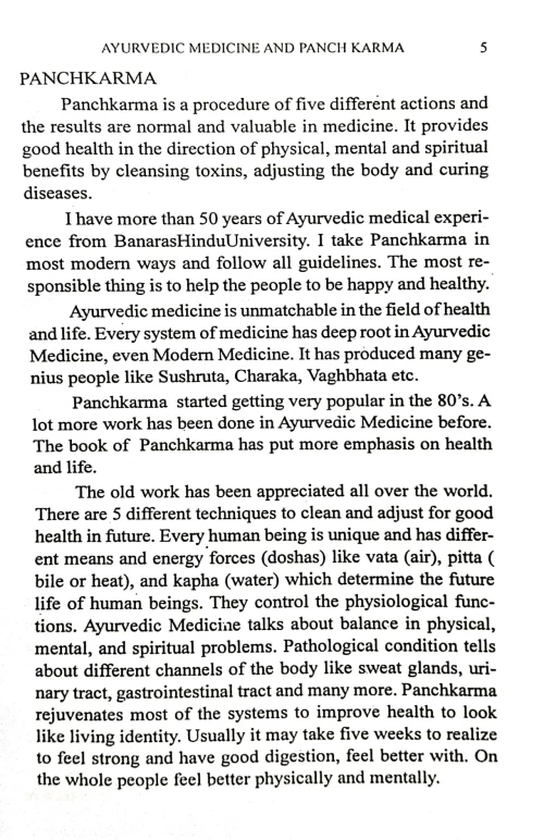 Panchakarma ( Pure Medical Term)